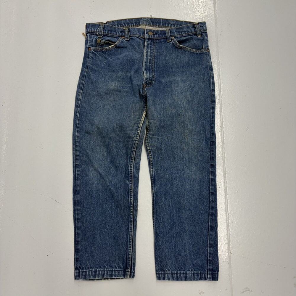 Vintage 80s Levi's 505 Blue Regular Orange Tab Jeans 36x26
